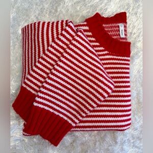 Super duper adorable red and white striped sweater! Size Large